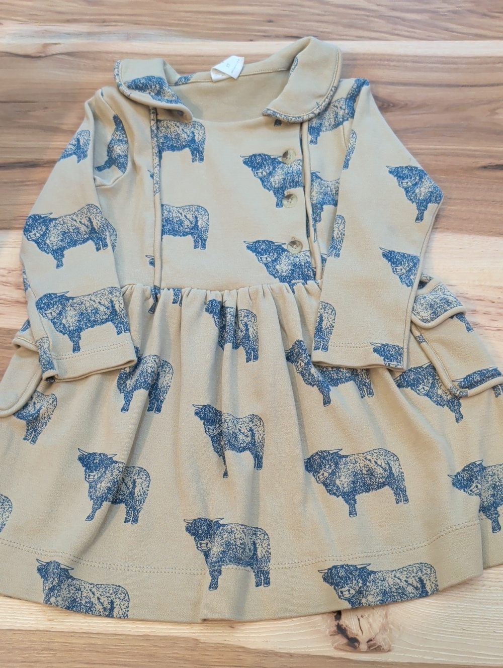 kate quinn Beige Dress with Blue Cow Print